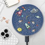 Cat-cosmos-cosmonaut-rocket Wireless Fast Charger(White) Front
