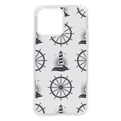 Marine-nautical-seamless-pattern-with-vintage-lighthouse-wheel Iphone 14 Pro Max Tpu Uv Print Case
