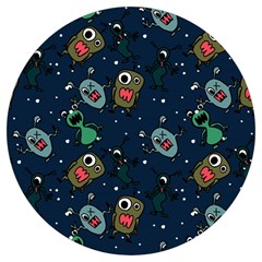 Monster-alien-pattern-seamless-background Round Trivet by Wav3s