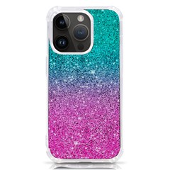 Pink And Turquoise Glitter Iphone 14 Pro Tpu Uv Print Case