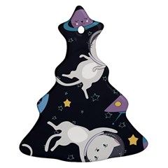 Space Cat Illustration Pattern Astronaut Christmas Tree Ornament (two Sides) by Wav3s