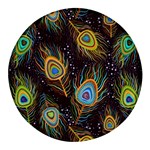 Pattern Feather Peacock Round Glass Fridge Magnet (4 pack) Front