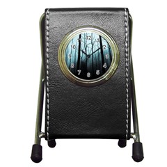 Tree Night Dark Forest Pen Holder Desk Clock
