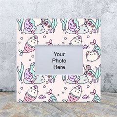 Cartoon Cat Cute Animal Design Drawing Illustration Kawaii White Box Photo Frame 4  X 6 