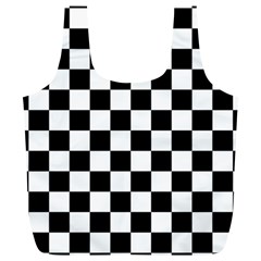 Black White Checker Pattern Checkerboard Full Print Recycle Bag (xl)