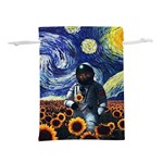 Starry Surreal Psychedelic Astronaut Space Lightweight Drawstring Pouch (L) Back