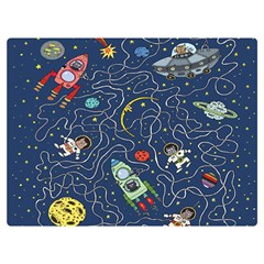 Cat Cosmos Cosmonaut Rocket Premium Plush Fleece Blanket (extra Small)