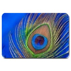 Blue Peacock Feather Large Doormat