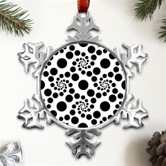 Dot Dots Round Black And White Metal Small Snowflake Ornament