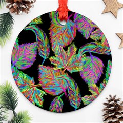 Autumn Pattern Dried Leaves Ornament (round)