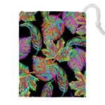 Autumn Pattern Dried Leaves Drawstring Pouch (5XL) Front