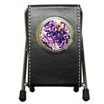 Paint Texture Purple Watercolor Pen Holder Desk Clock Front