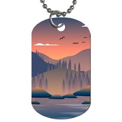 Cool Landscape Night Minimal Art Minimalist Dog Tag (one Side)