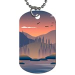 Cool Landscape Night Minimal Art Minimalist Dog Tag (One Side) Front