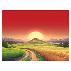 Landscape Sunset Orange Sky Pathway Art Two Sides Premium Plush Fleece Blanket (extra Small)
