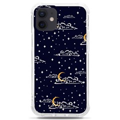 Hand-drawn-scratch-style-night-sky-with-moon-cloud-space-among-stars-seamless-pattern-vector-design- Iphone 12 Mini Tpu Uv Print Case	