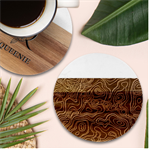 Damask-seamless-pattern Marble Wood Coaster (Round) Front