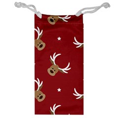 Cute-reindeer-head-with-star-red-background Jewelry Bag