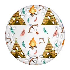 Cute-cartoon-native-american-seamless-pattern Ornament (round Filigree) by uniart180623