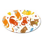 Seamless Pattern With Kittens White Background Oval Magnet Front