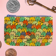 Seamless Pattern With Doodle Bunny Large Coin Purse