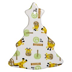 Vector-pattern-with-cute-giraffe-cartoon Ornament (christmas Tree)  by uniart180623