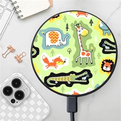Seamless-pattern-with-wildlife-animals-cartoon Wireless Fast Charger(black)