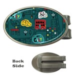 Seamless-pattern-hand-drawn-with-vehicles-buildings-road Money Clips (Oval)  Front
