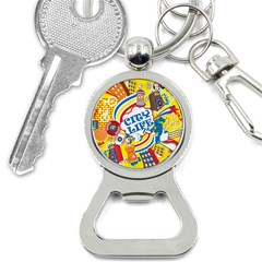 Colorful-city-life-horizontal-seamless-pattern-urban-city Bottle Opener Key Chain