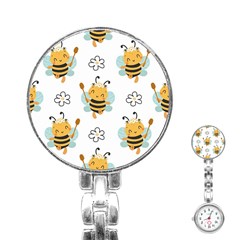 Art Bee Pattern Design Wallpaper Background Stainless Steel Nurses Watch