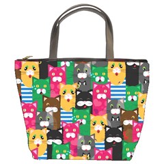 Cat Funny Colorful Pattern Bucket Bag by uniart180623