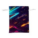 Night Sky Neon Spaceship Drawing Lightweight Drawstring Pouch (M) Front