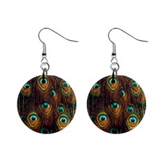 Peacock Feathers Mini Button Earrings by Ravend