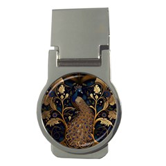 Peacock Plumage Bird Decorative Pattern Graceful Money Clips (round) 