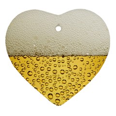 Texture Pattern Macro Glass Of Beer Foam White Yellow Art Ornament (heart) by uniart180623