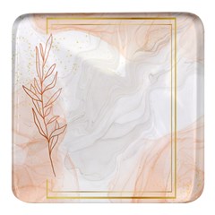 Leaves Marble Frame Background Square Glass Fridge Magnet (4 Pack)