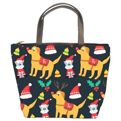 Funny Christmas Pattern Background Bucket Bag by Simbadda