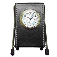 Cute Children Seamless Pattern With Cars Road Park Houses White Background Illustration Town Cartooo Pen Holder Desk Clock