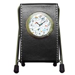 Cute Children Seamless Pattern With Cars Road Park Houses White Background Illustration Town Cartooo Pen Holder Desk Clock Front
