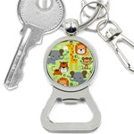 Seamless Pattern Vector With animals Wildlife Cartoon Bottle Opener Key Chain Front