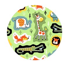 Seamless-pattern-with-wildlife-animals-cartoon Mini Round Pill Box by Simbadda