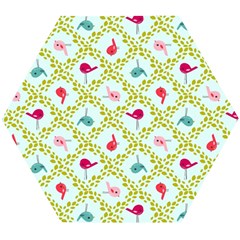 Birds Pattern Background Wooden Puzzle Hexagon by Simbadda