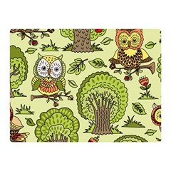 Seamless Pattern With Trees Owls Two Sides Premium Plush Fleece Blanket (mini)