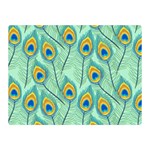 Lovely Peacock Feather Pattern With Flat Design Two Sides Premium Plush Fleece Blanket (Mini) 35 x27  Blanket Front