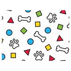 Dog Paw Seamless Pattern Foot Print Bone Two Sides Premium Plush Fleece Blanket (extra Small)