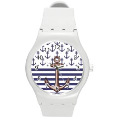 Anchor Background Design Round Plastic Sport Watch (m)
