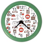 Vector Thin Line Art Vet Seamless Pattern Color Wall Clock Front