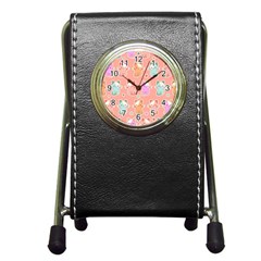 Cute-kawaii-kittens-seamless-pattern Pen Holder Desk Clock