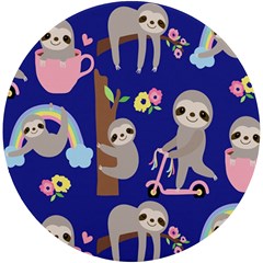 Hand-drawn-cute-sloth-pattern-background Uv Print Round Tile Coaster by Simbadda