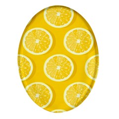 Lemon-fruits-slice-seamless-pattern Oval Glass Fridge Magnet (4 Pack)